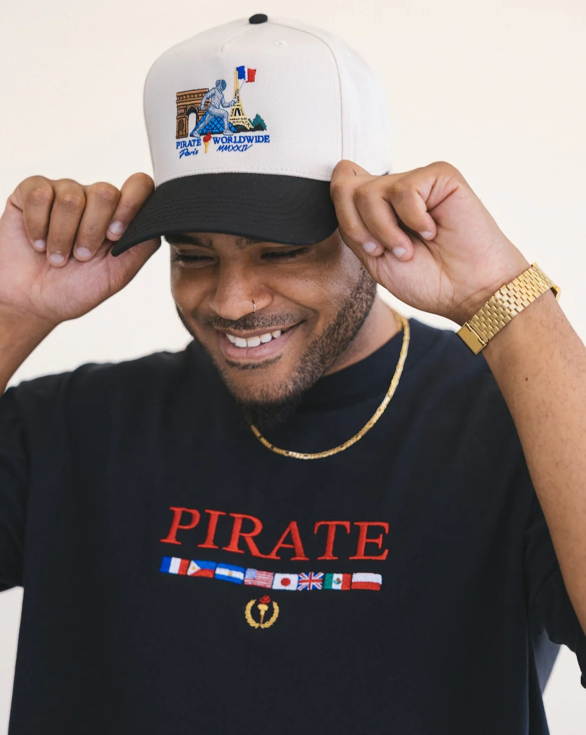 Pirate Worldwide Flags Tee (Off Black) - Image 3